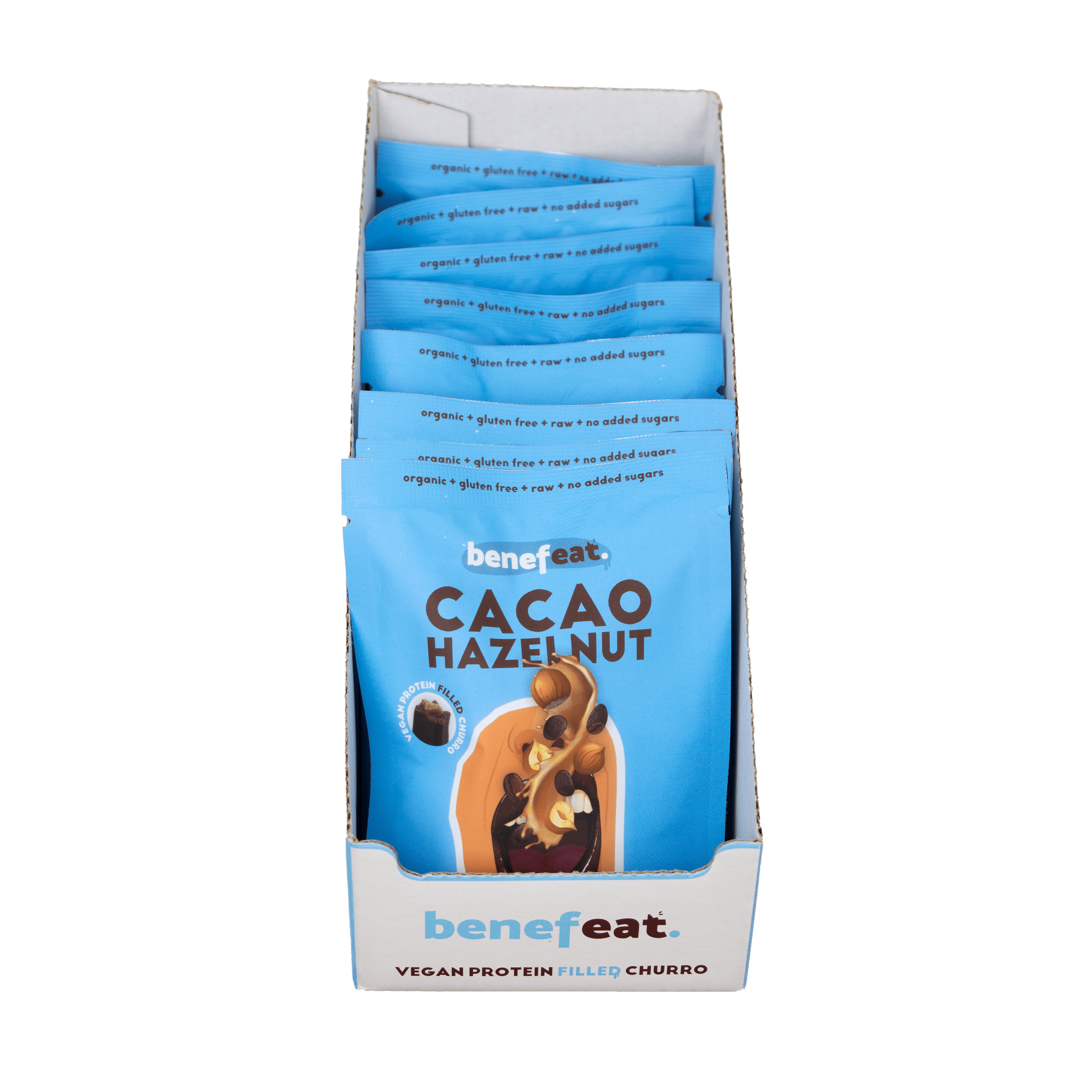 BENEFEAT - Wholesale Snack Bar - Organic Cocoa Protein Churro with Hazelnut filling without gluten2