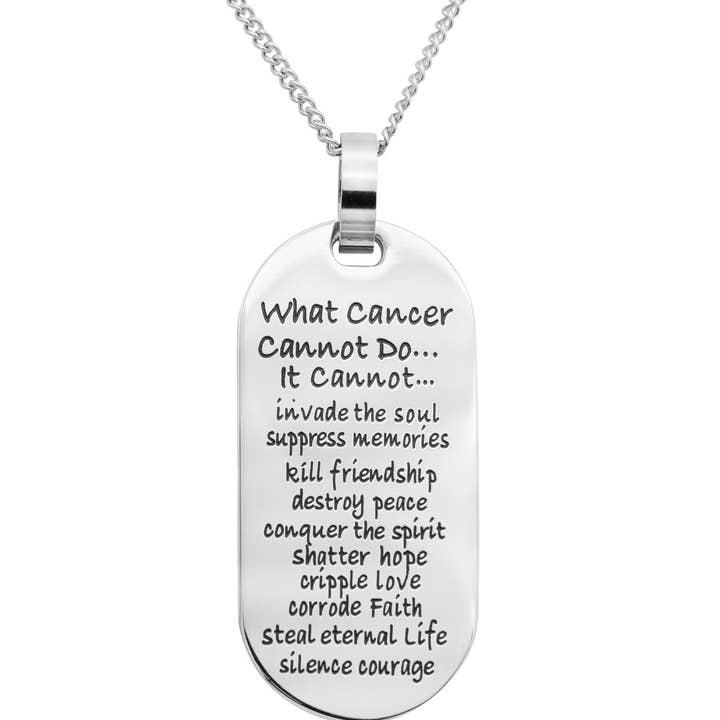 What Cancer Cannot Do Inspirational Dog Tag Necklace for wholesale by Joyful Sentiments