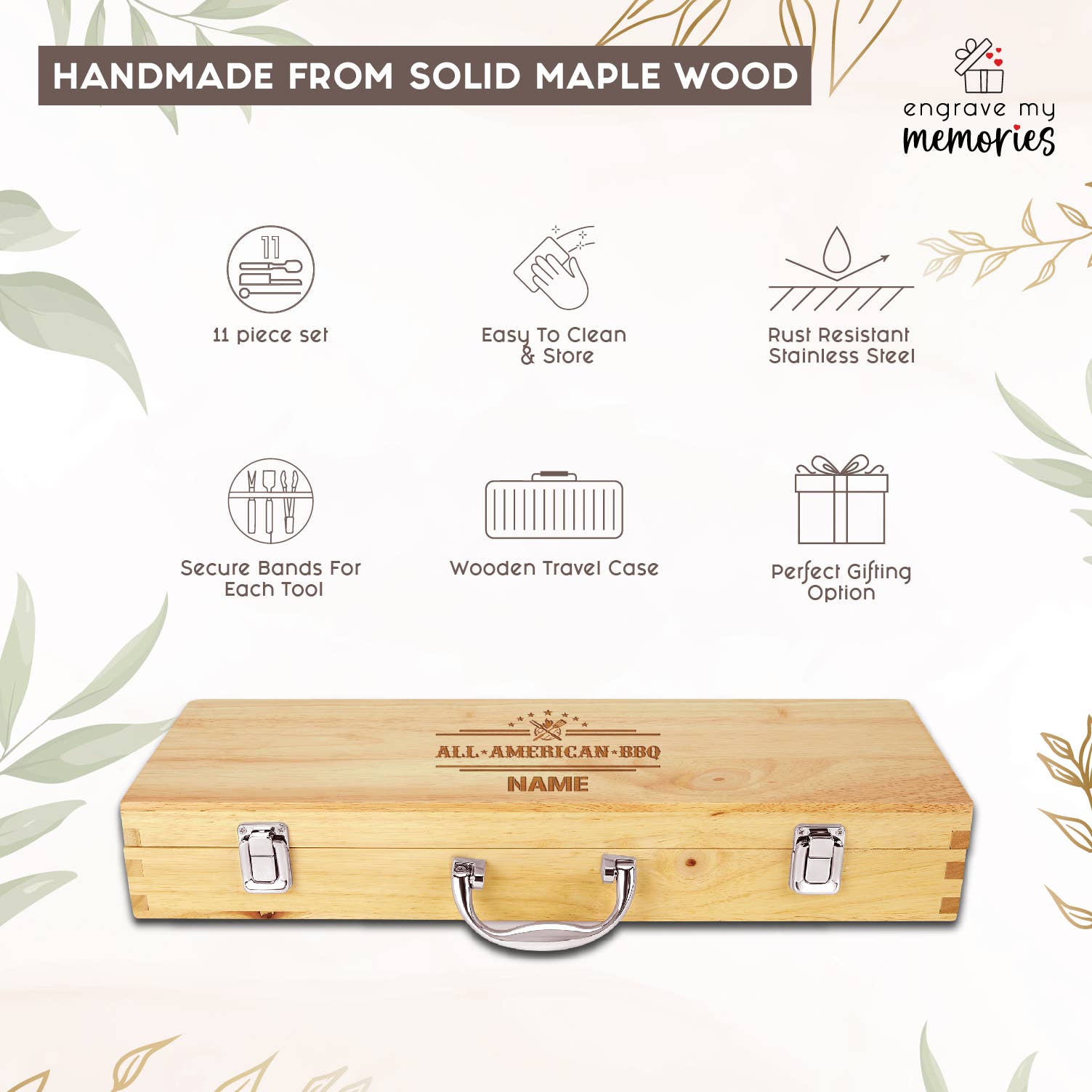 Engrave My Memories - Wholesale Outdoor Grill Tools - Personalized Grill,Custom Father's Day Gift, BBQ Grill Set5