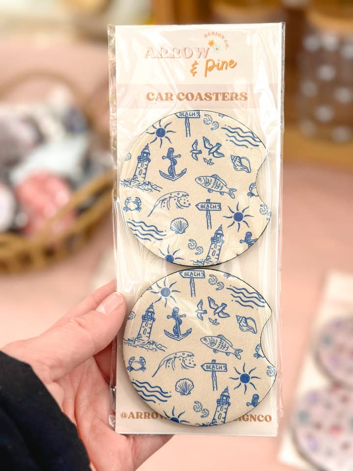 Coastal Car Coaster for wholesale by Arrow & Pine Design Co.