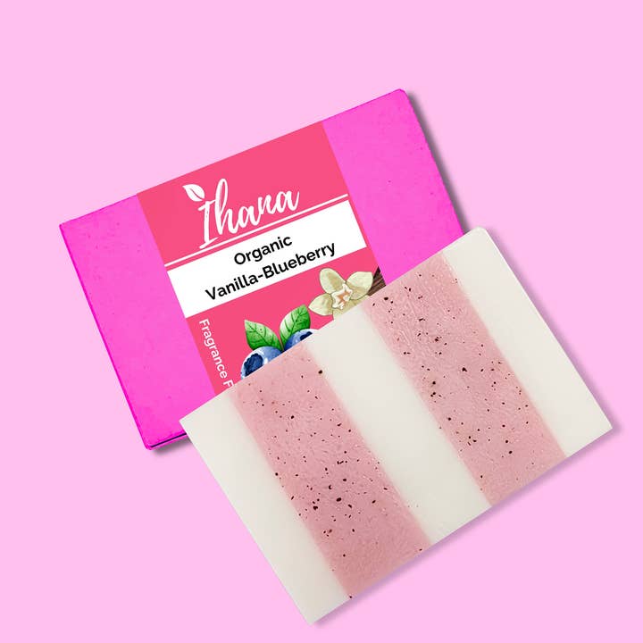 Savon hydratant IH sans parfum à la vanille et aux myrtilles biologiques pour la vente par Ihana Luonto Pro