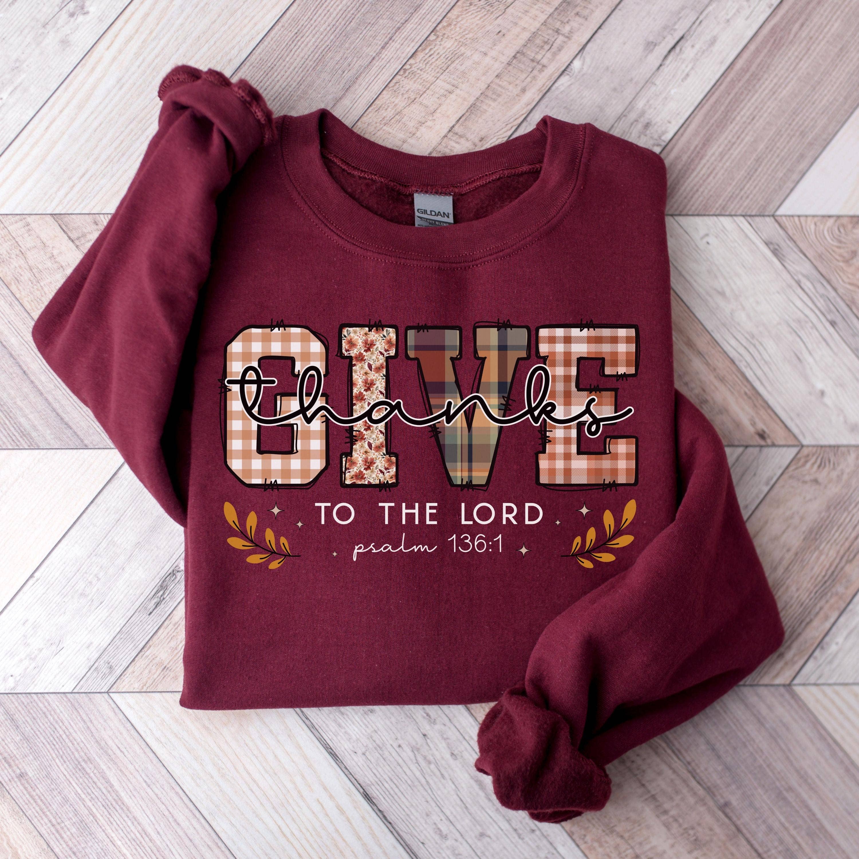 NVC Ecommerce LLC - Wholesale T-Shirt (Graphic) - Women's - Give Thanks To The Lord Tee, Christian Thanksgiving Sweater2