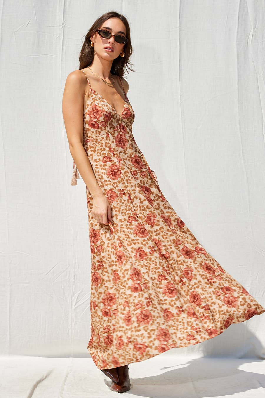 MULTI Printed Open Back Maxi Dress for wholesale on Faire2