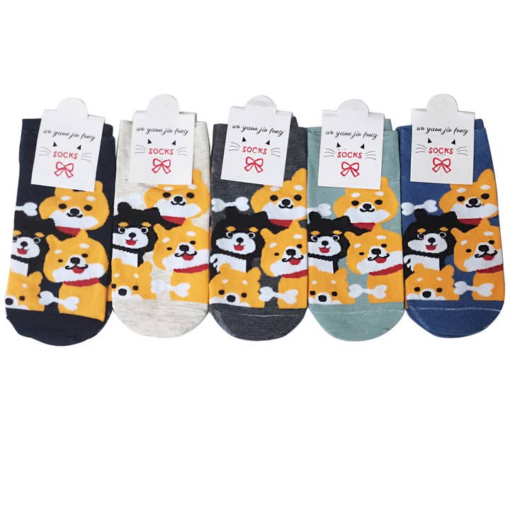 Women's Cute Shiba Dog Cartoon Socks SS3517-2 (12PC) for wholesale by TAPA fashion