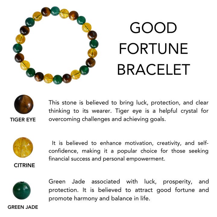 Soothing Crystals - Wholesale Beaded Bracelet - Healing Bracelets | GOOD FORTUNE | Gemstone Crystal Bracelet