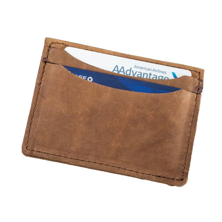 USA-Made Double Sided Genuine Leather ID/Card Holder for wholesale by Western Express