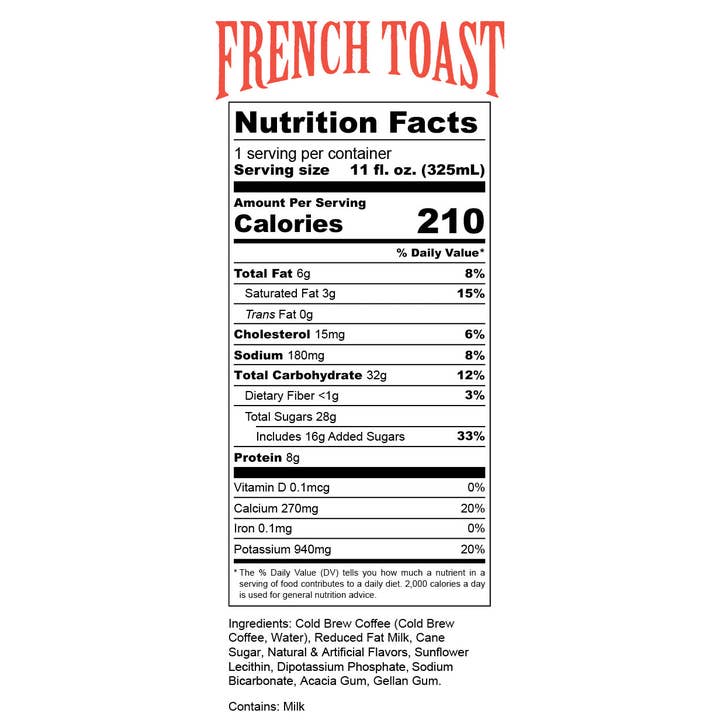 Bones Coffee Company - Wholesale Iced Coffee/Cold Brew - French Toast Cold Brew Latte | 12-Pack | Iced Canned Coffee3