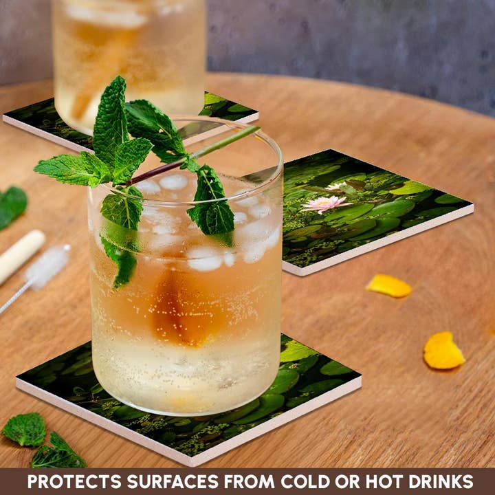 3dRose - Wholesale Coasters - 3dRose, Beautiful pink water lily flower in an artificial pond, Coaster2