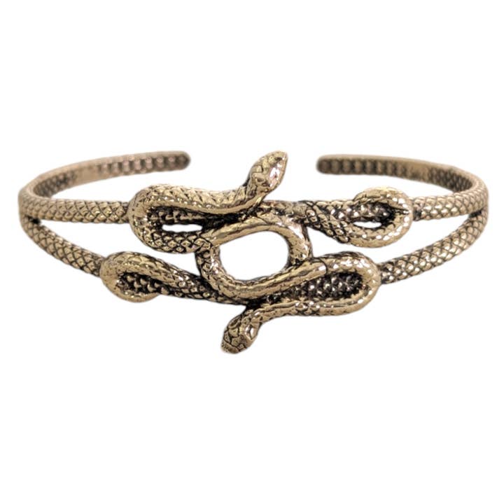 Saraswati Imports - Wholesale Cuff Bracelet - Double Serpent Brass Cuff Bracelet