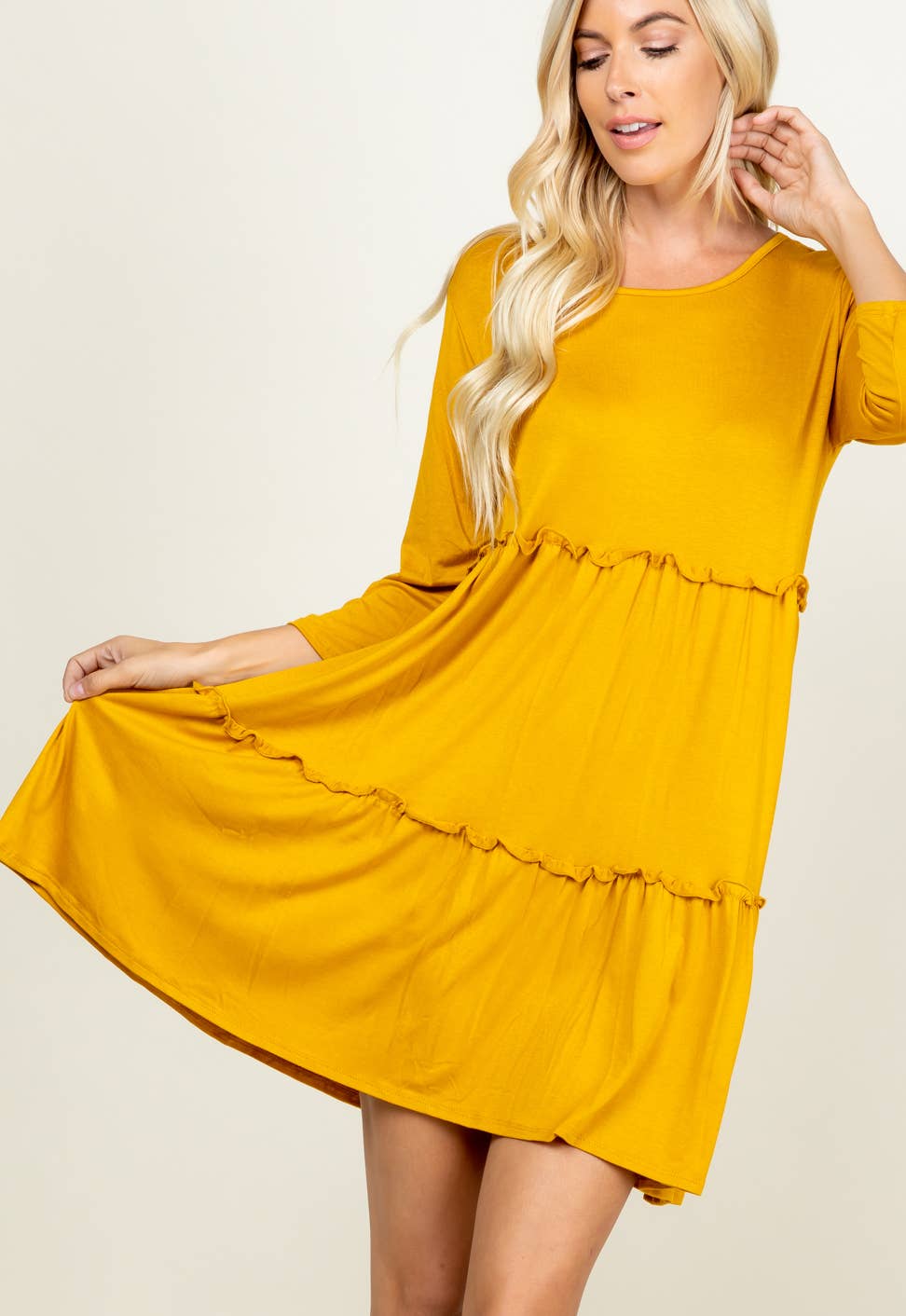 HEIMISH – wholesale Dress – Women's – SD1095S SOLID DRESS WITH RUFFLE DETAIL12