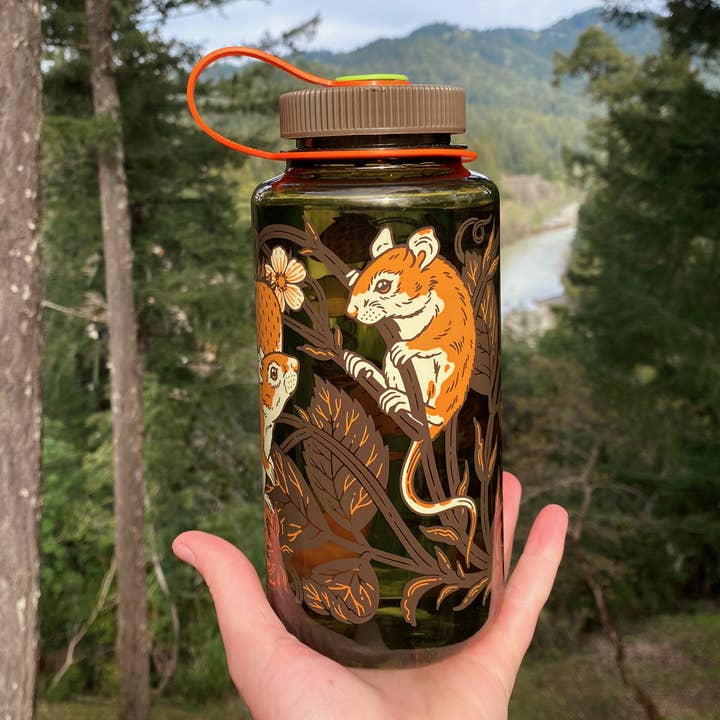 Kate O'Hara - Wholesale Water Bottle - Strawberries & Mice Nalgene Water Bottle – Olive
