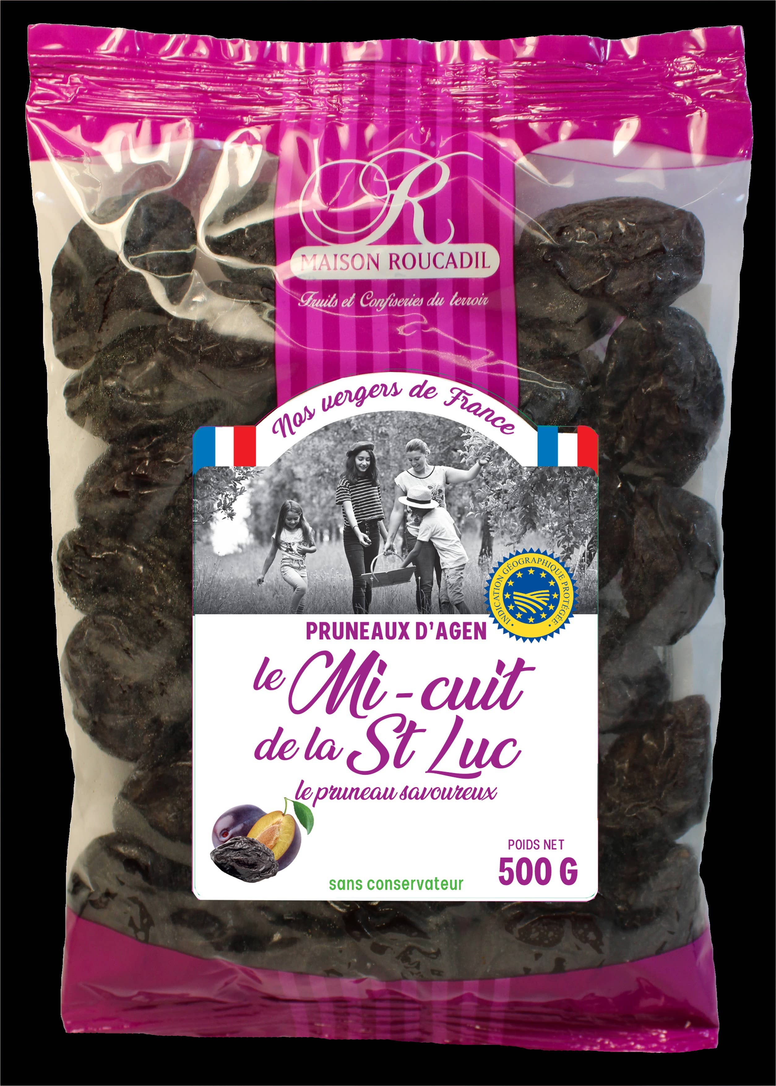 Maison Roucadil - Wholesale Dried/Dehydrated Fruit - Semi-dried Agen prunes - 500g bag