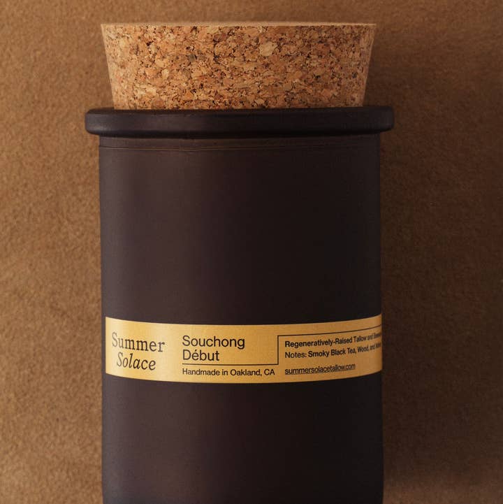SUMMER SOLACE- Regenerative Tallow Beauty - Vente Bougie en bocal - Souchong Debut – Bougie en suif au thé noir et vétiver, 170 g6