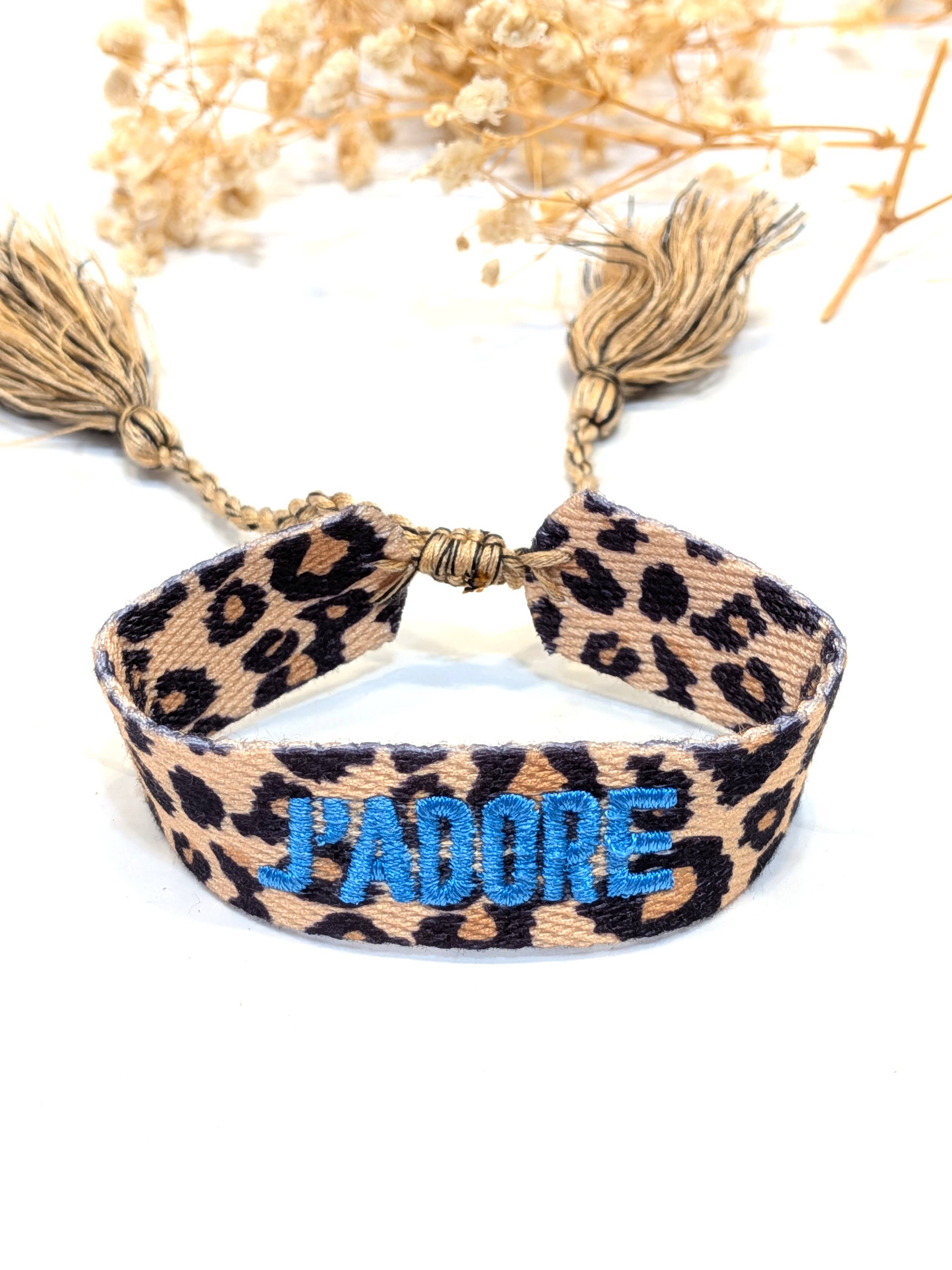 LOLO & YAYA - Wholesale Woven/Braided Bracelet - J'ADORE LEOPARD fabric message bracelet7