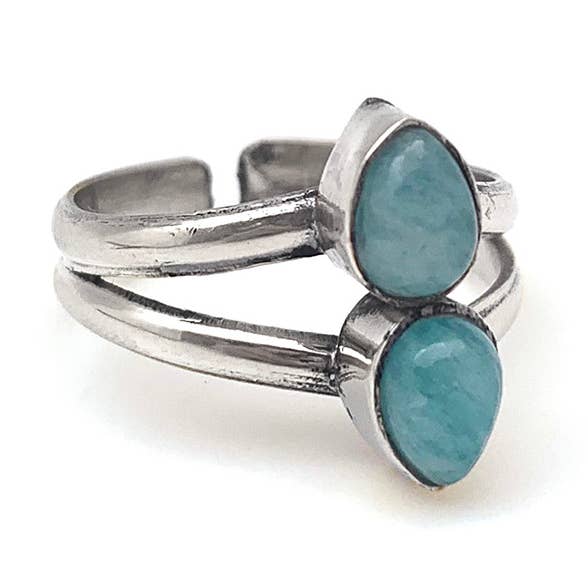 Tanvi samling Ring - Sølv med dobbelt Amazonit for engroshandel hos Anju Jewelry