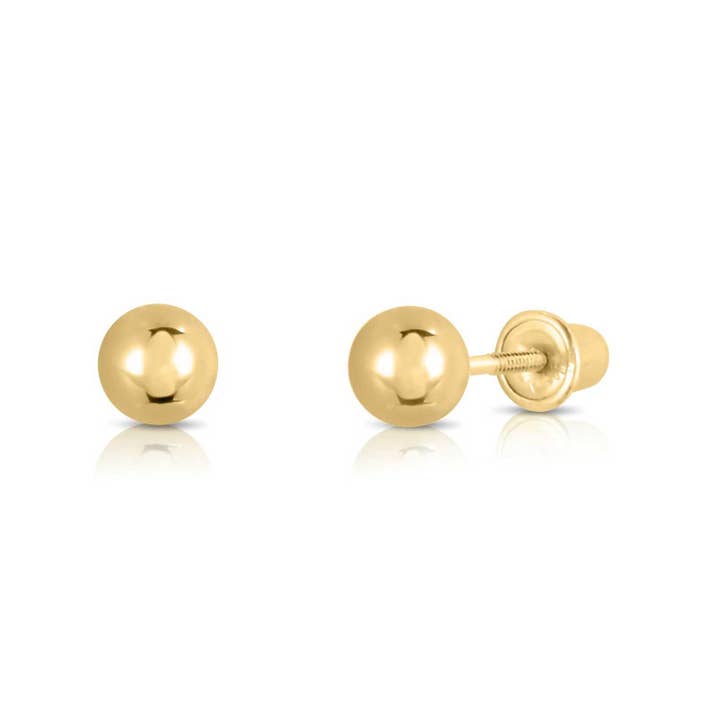 NY Gold & Silver Trading Inc. - Wholesale Stud/Post Earrings - 14K Yellow Gold Ball Stud Earring with Secure Screw-Back1