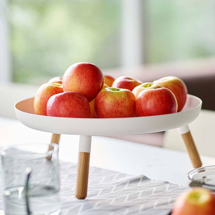 Yamazaki Home - Wholesale Decorative Tray - Countertop Pedestal Tray - Steel + Wood16