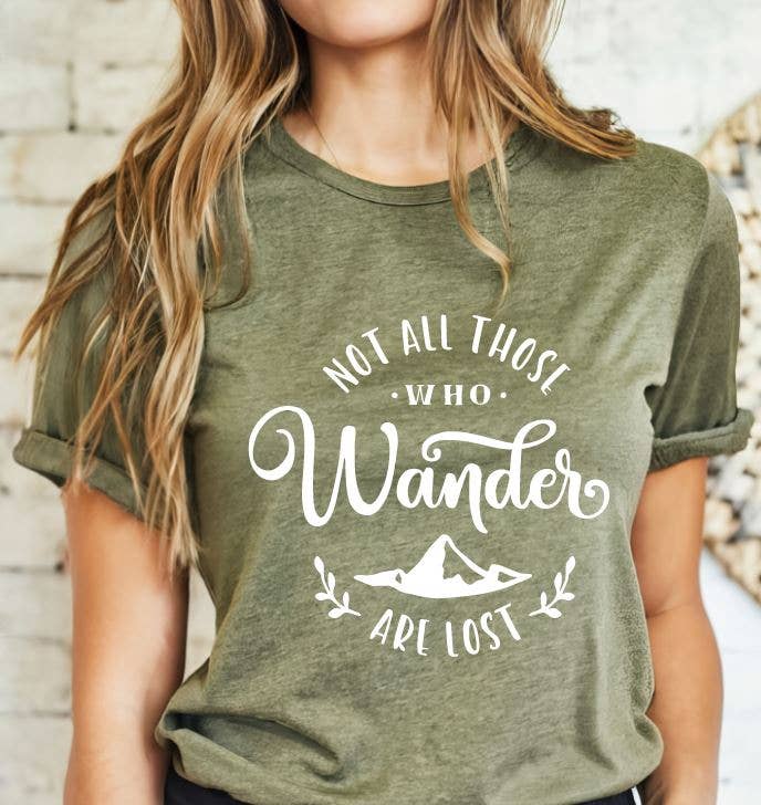 Tron Tron Graphic Wear - Wholesale Screen Printed T-Shirt - Women's - Not All Who Wander Are Lost Bella & Canvas Graphic Tee #OS16