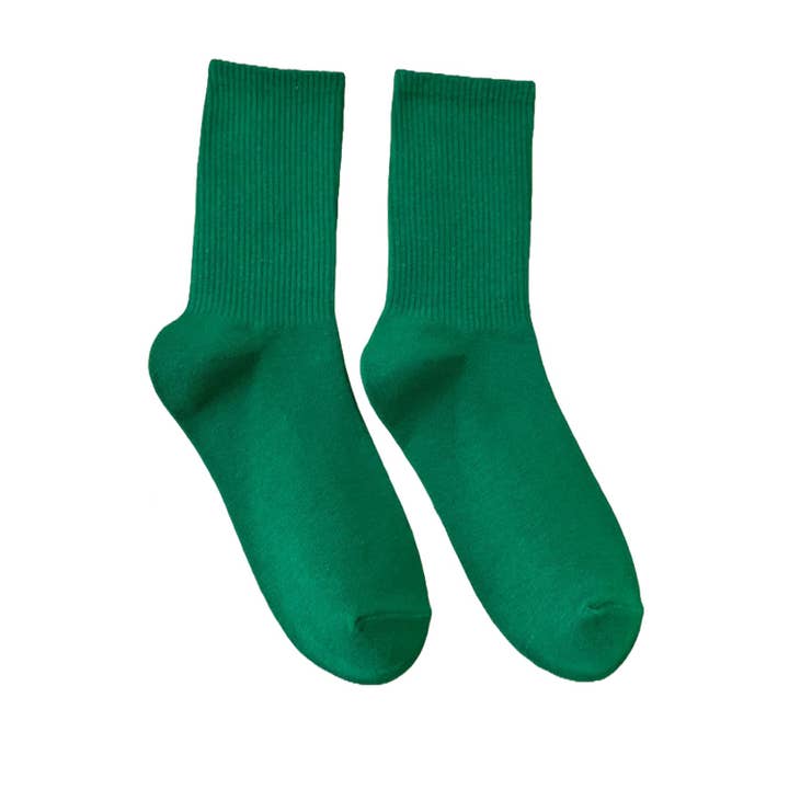 FLOOF Basic Crew Sock - Dam i mörkgrön för wholesale av FloofSlippers