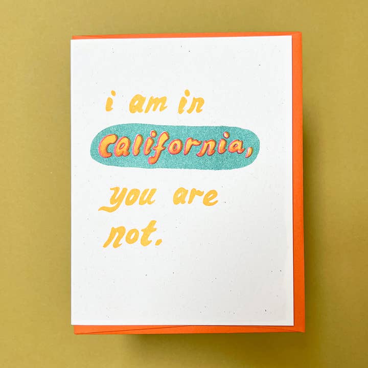 No está en California, tarjeta risográfica en blanco para venta al por mayor de Goods by LK James
