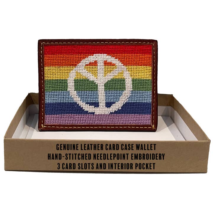 Rainbow Peace Card Wallet for wholesale by Charleston Belt