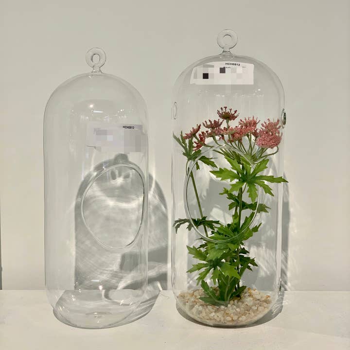 WGV International - Wholesale Vase - WGV Cylindrical Hanging Glass Terrarium With Holes - 13"H
