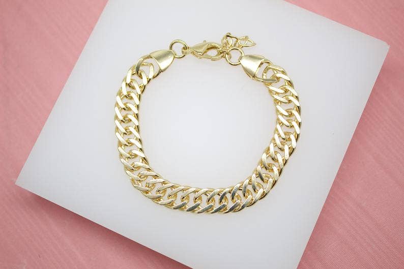 MIA Jewelry – wholesale Link & chain bracelet – 9mm Double Curb Cuban Link Bracelet Chain (I363)0