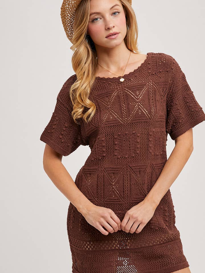 Bluivy - Wholesale Jurk - Dames - AZTEEKSE GEBREIDE SHIFTJURK