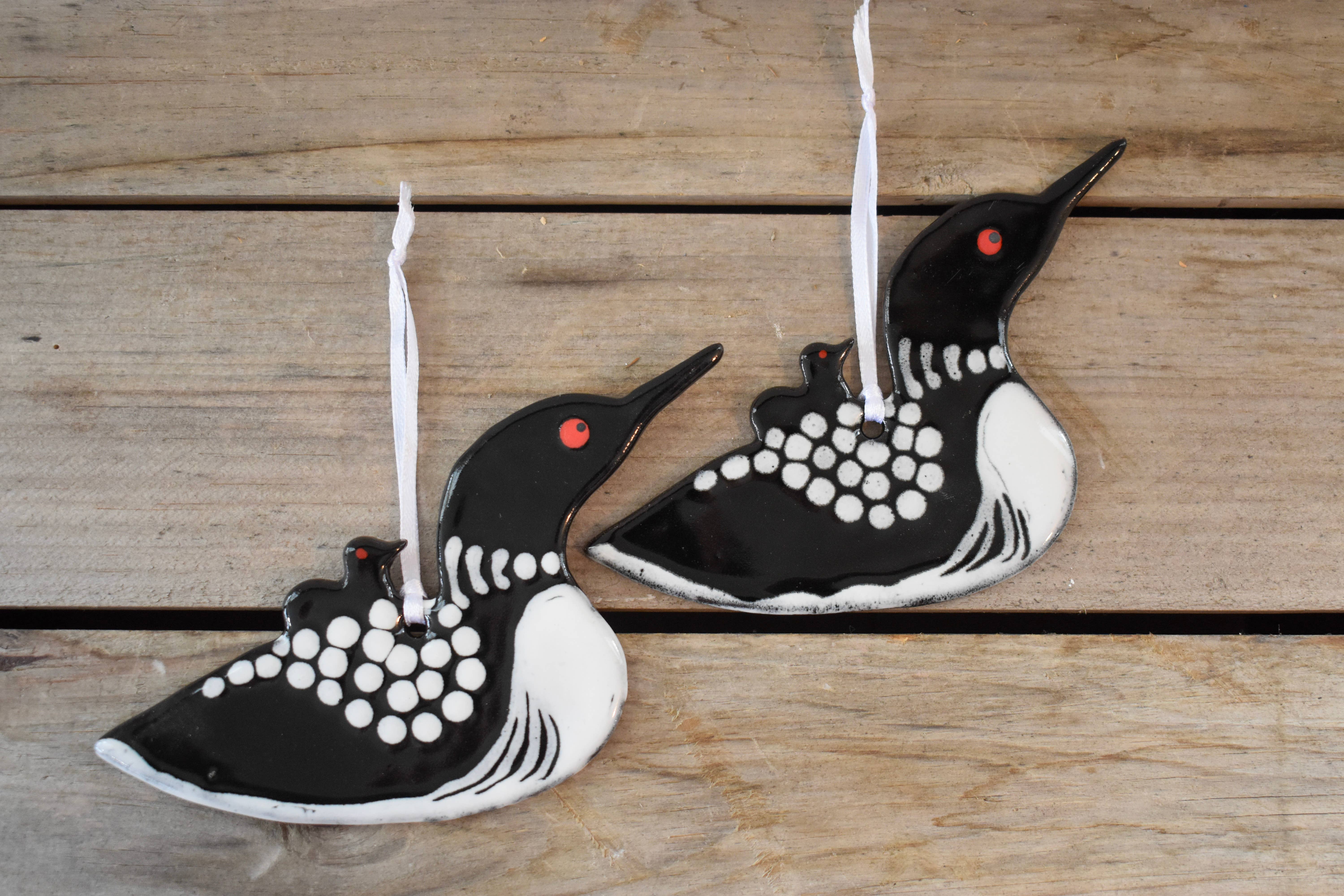 Wayne Village Pottery - Wholesale Ornament - Loon with Chick Ornament2
