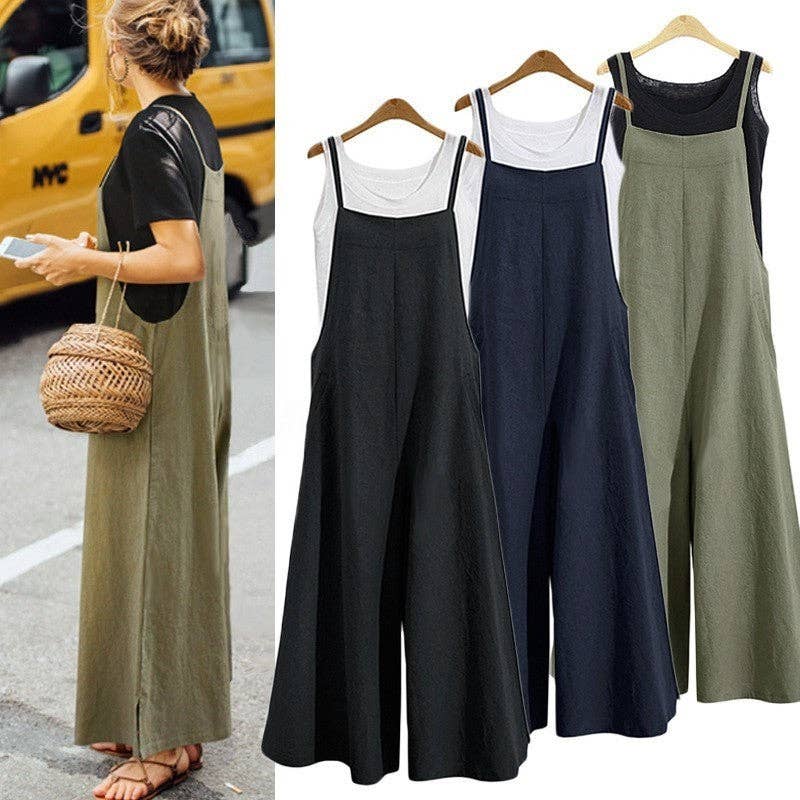 FurDecoration - Wholesale Jumpsuit - Women's - Casual Loose Solid Color Wide Leg Jumpsuit9