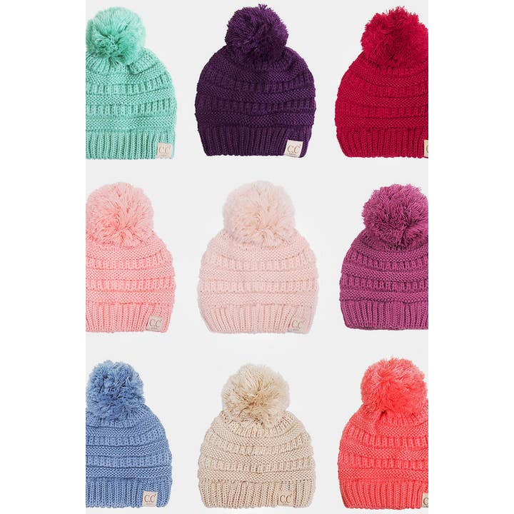 Hana - Wholesale Beanie - Kids - C.C Kids Solid Knit Pom Beanie19