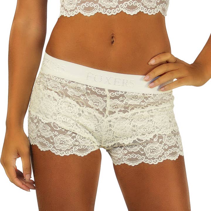 Ivory Lace Boxers Ivory Logo Band for wholesale on Faire