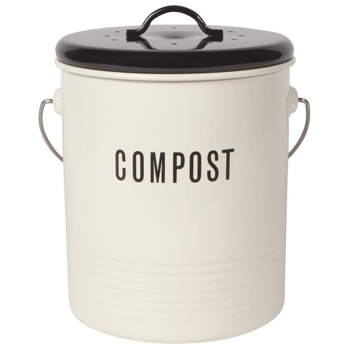 Now Designs by Danica - Wholesale Kitchen Tool/Gadget - Steel Compost Bin Vintage Ivory 1.25 Gallon
