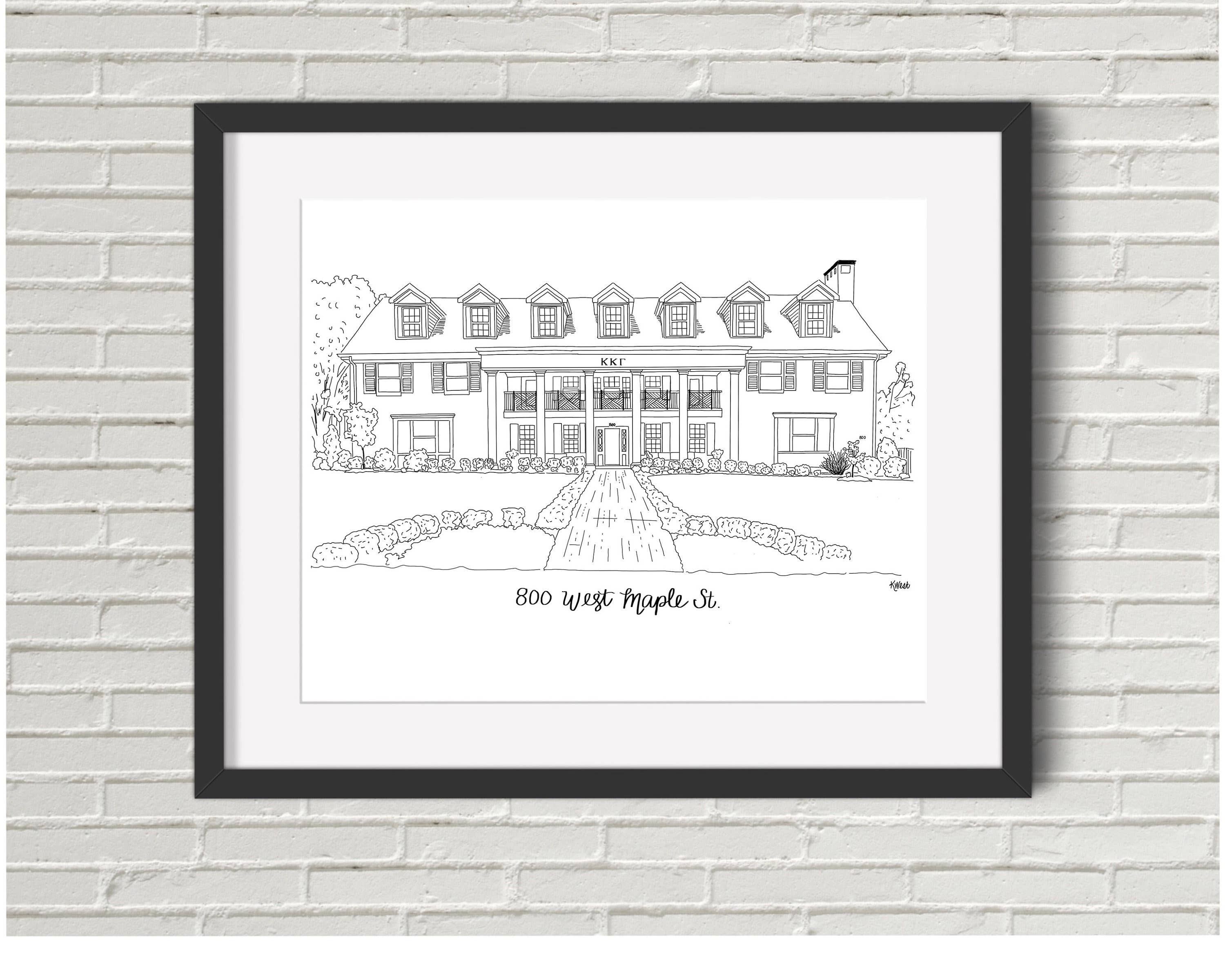 Art and Soul - Vente Affiche d'art - Maison de sororité Kappa Kappa Gamma, Fayetteville, Arkansas0