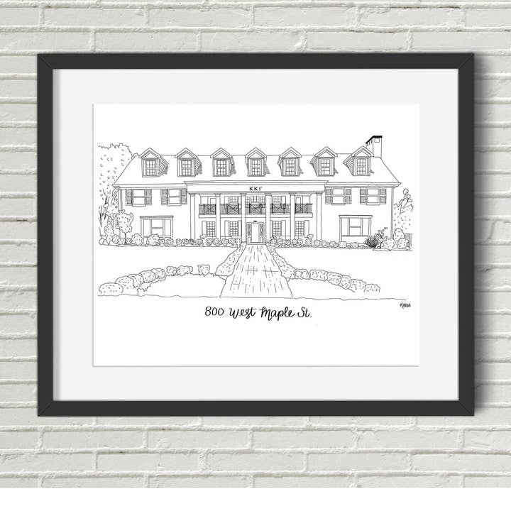 Art and Soul - Vente Affiche d'art - Maison de sororité Kappa Kappa Gamma, Fayetteville, Arkansas