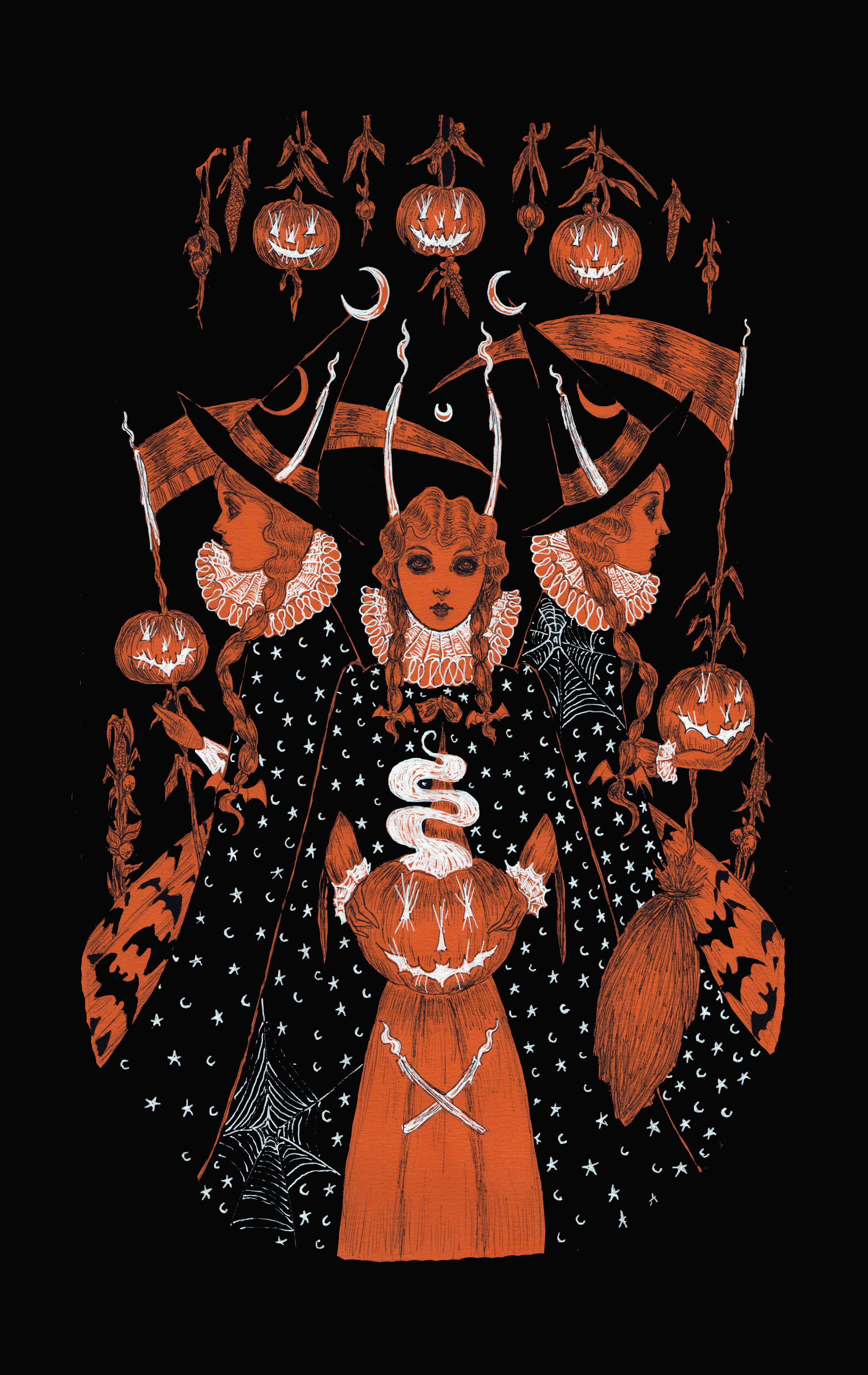 Mary Syring - Venta al por mayor Ilustración - «This Samhain Eve» - impresión artística - halloween, bruja0
