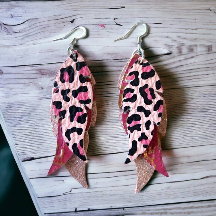 Pink Leopard stacked Feathers for wholesale by Bushleys Beauties, LLC