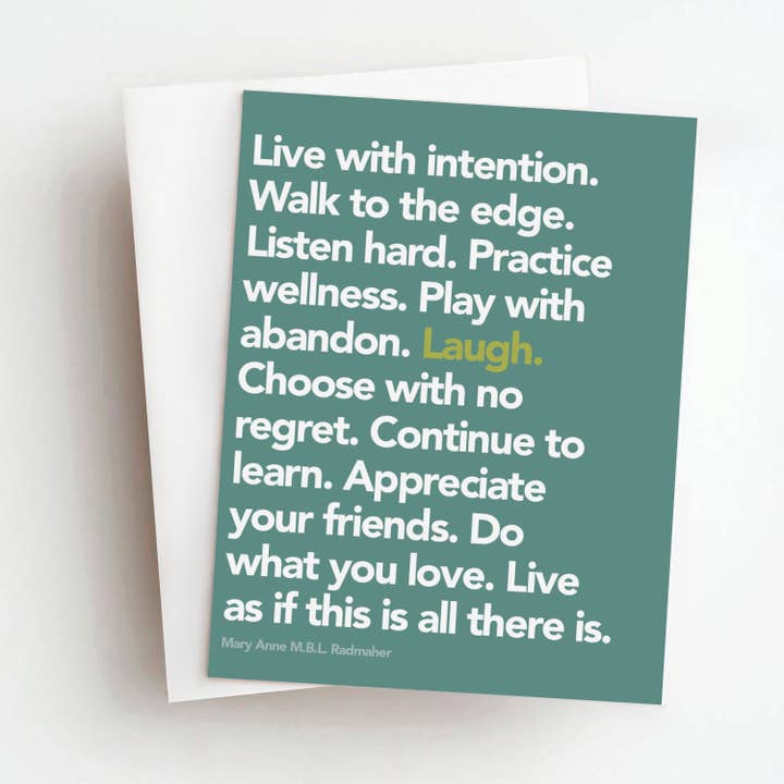 Live with Intention Quote wenskaart voor wholesale door Skel & Co