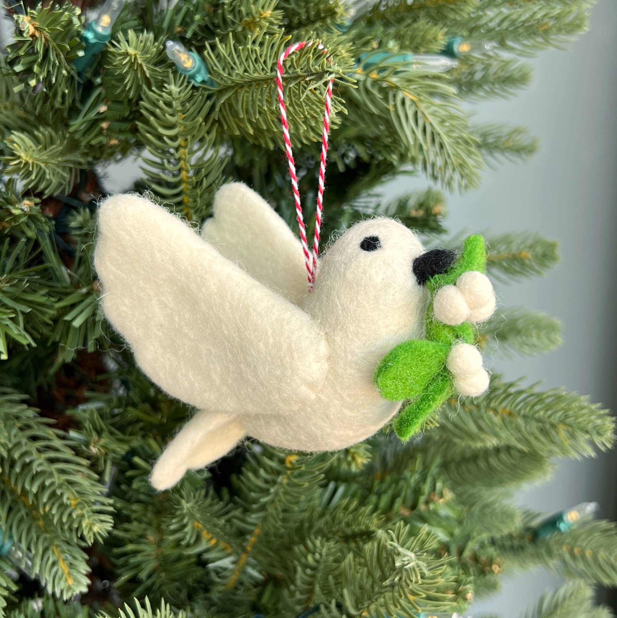 Ornaments 4 Orphans - Wholesale Ornament - Dove with Olive Branch Felt Wool Christmas Ornament2