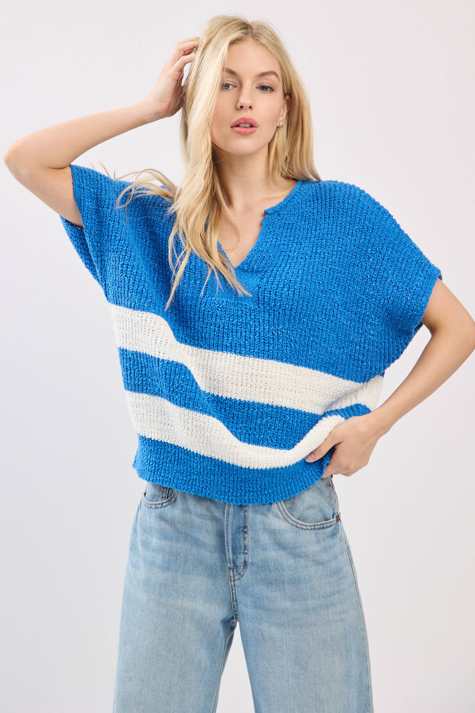 Sewn and Seen - Wholesale Knit Sweater - Women's - Stripe Knit Sleeveless Sweater10