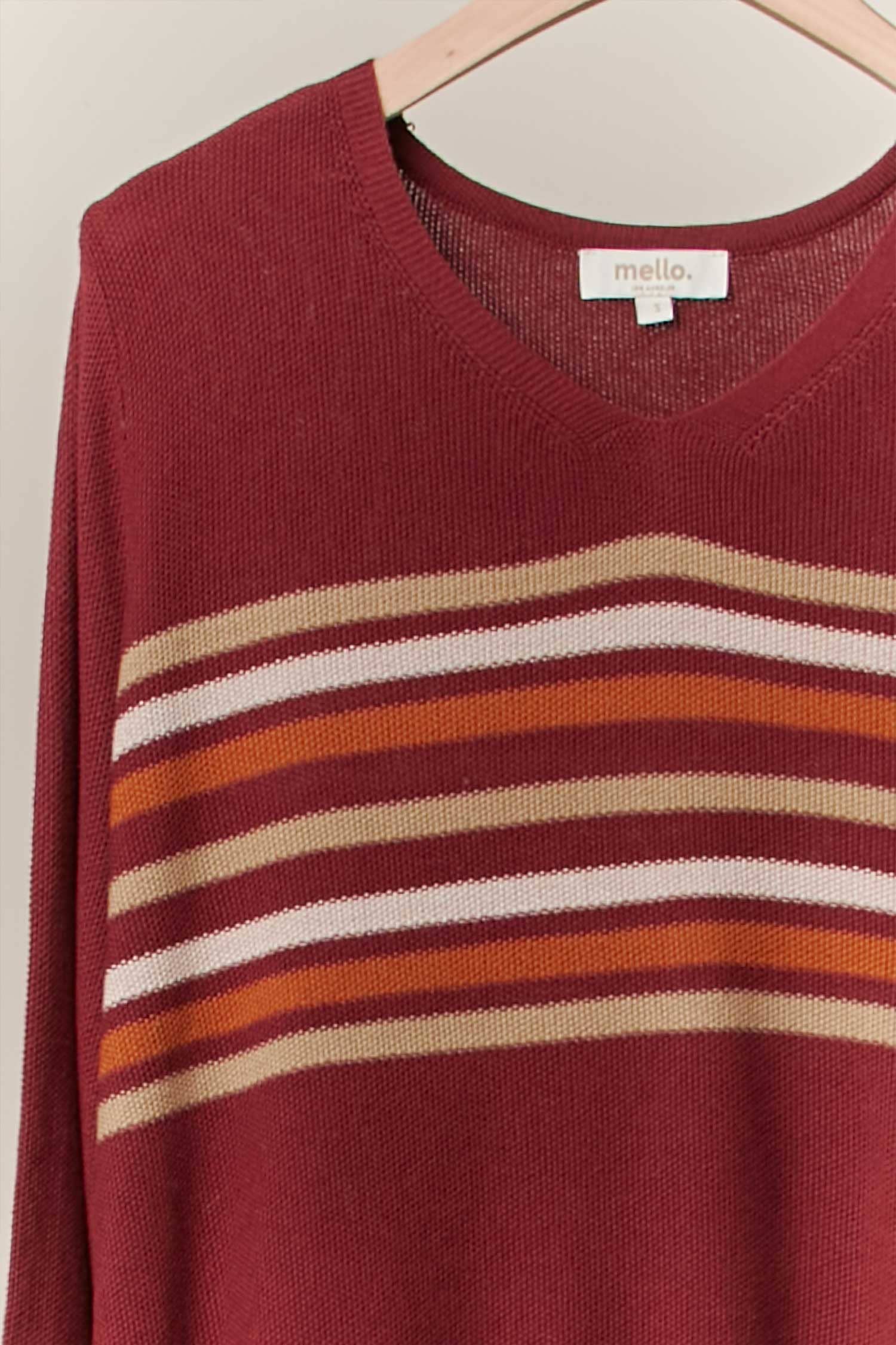 Mello. - Vente Pull en maille – femme - Pull léger en maille rayée9