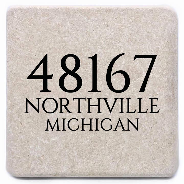 Zip Code City and State Custom Namedrop Stone Coaster for wholesale by Noomoon