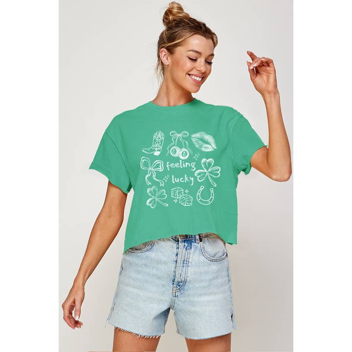 FEELING LUCKY GRAPHIC CROP TOP for wholesale by Illustrated Society