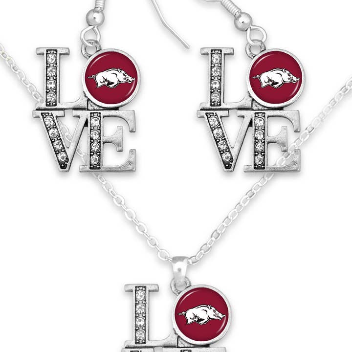 From The Heart - Wholesale Jewelry Set - Arkansas Razorbacks LOVE Jewelry Set