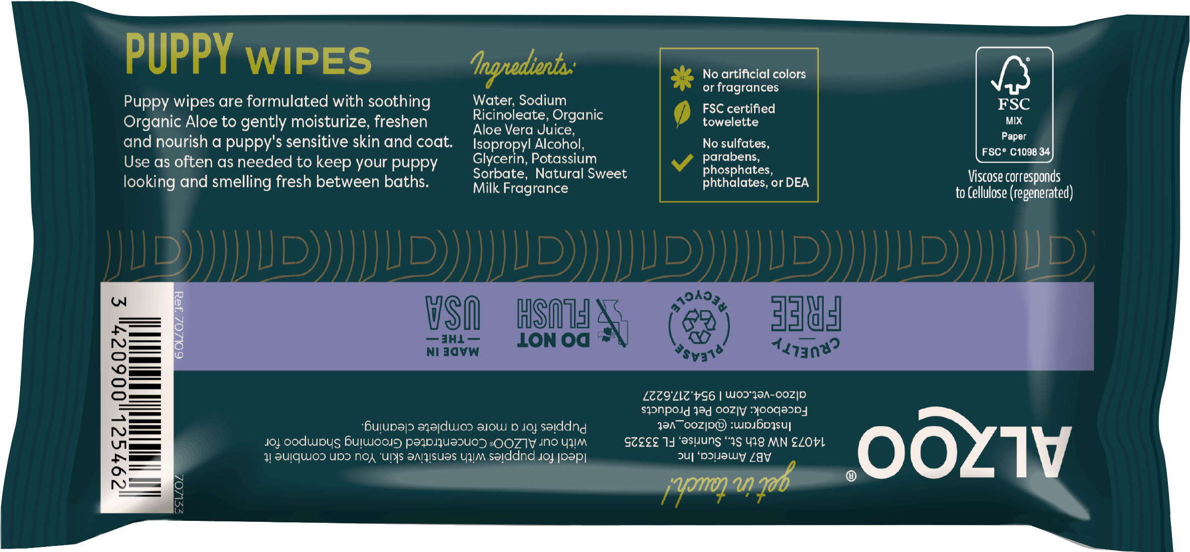 ALZOO - Vente Produit de toilettage – chien - LINGETTES POUR CHIOTS À BASE DE PLANTES ALZOO 100 CARATS3