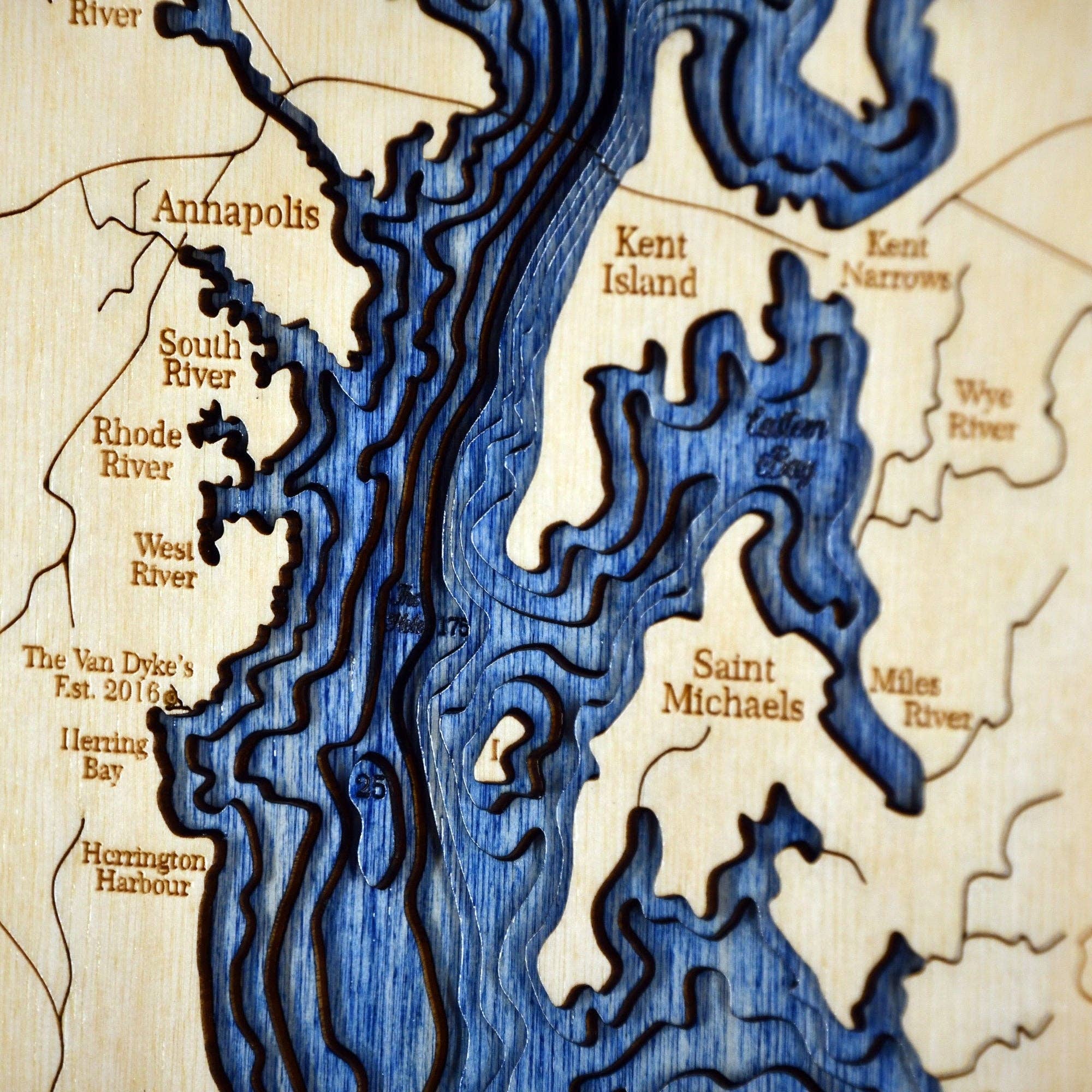 Sea & Soul Nautical Chart Art – wholesale Karta – Chesapeake Bay Topografiska nautisk 3D trä karta heminredning2