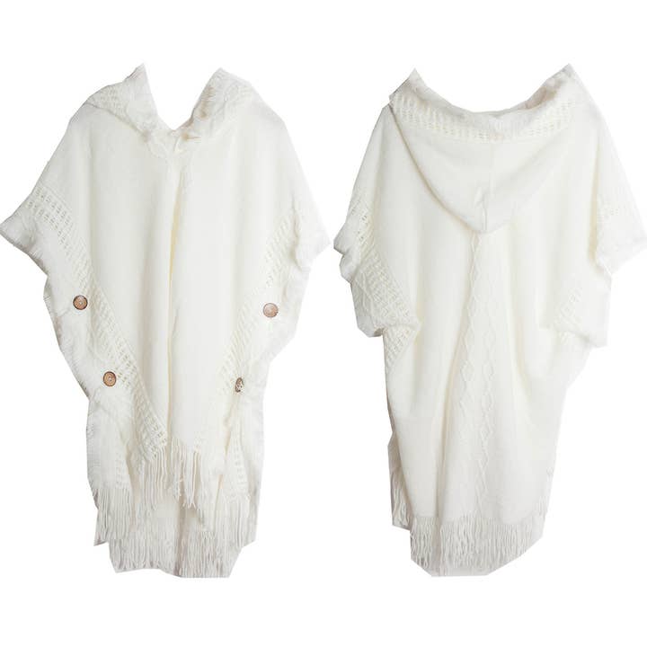 ACCITY - Wholesale Poncho - Women's - WOMEN PONCHO SWEATER COZY CAPE WITH HOOD_CWASC0114