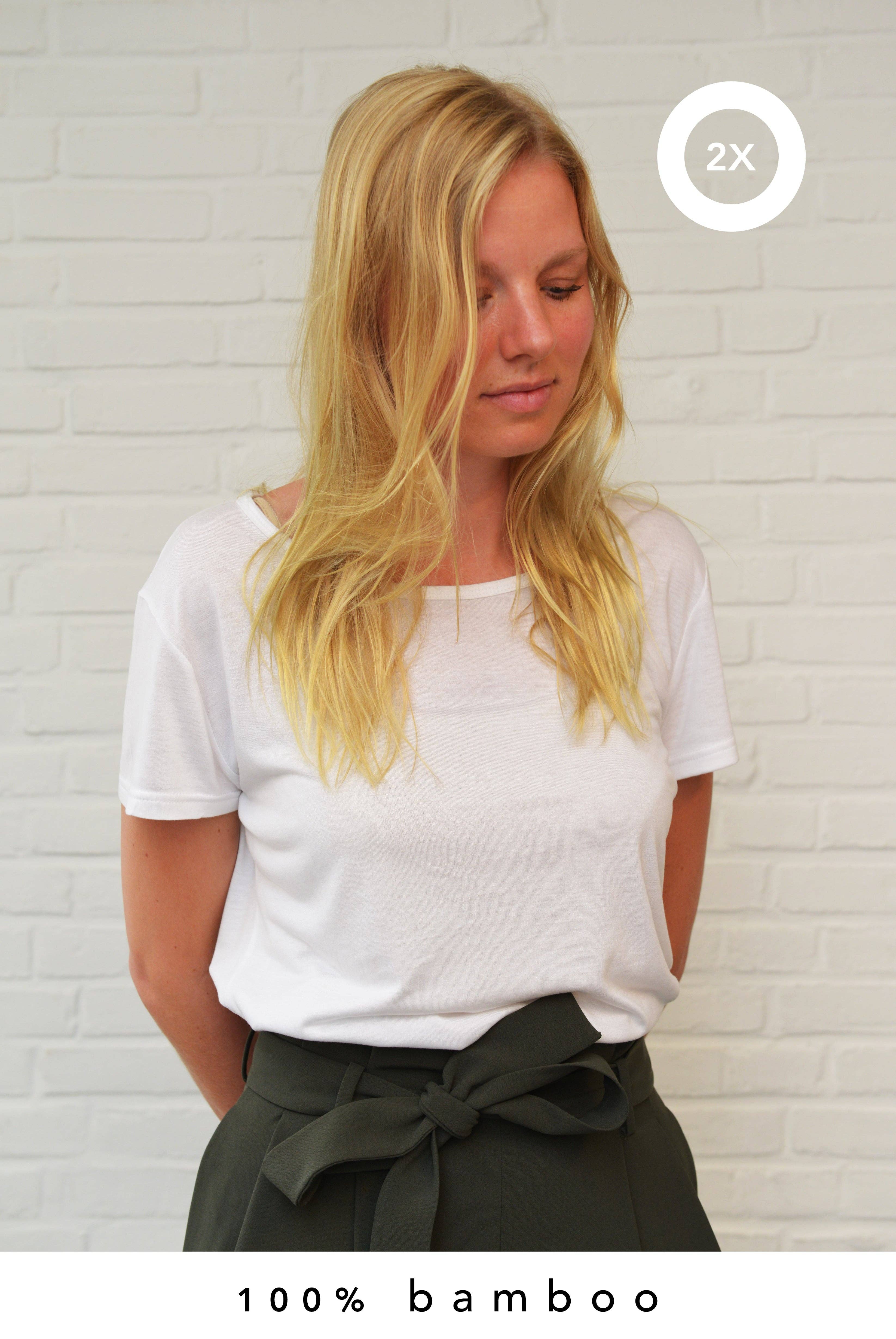 nooboo - Vente T-shirt – femme - Lot de 2 T-shirts Col Rond 100% Bambou Femmes - 201 BF - 370 g