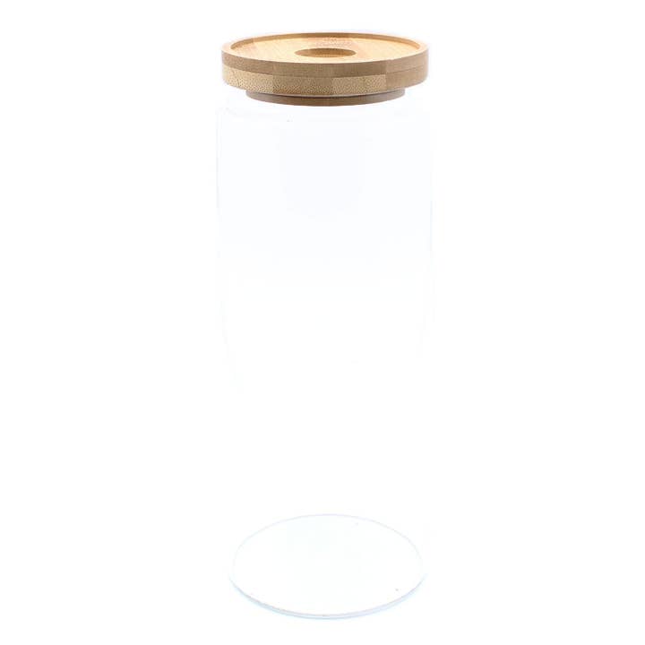 Cottage Bamboo Glass Jar - 25cm for wholesale by AWGifts Europe