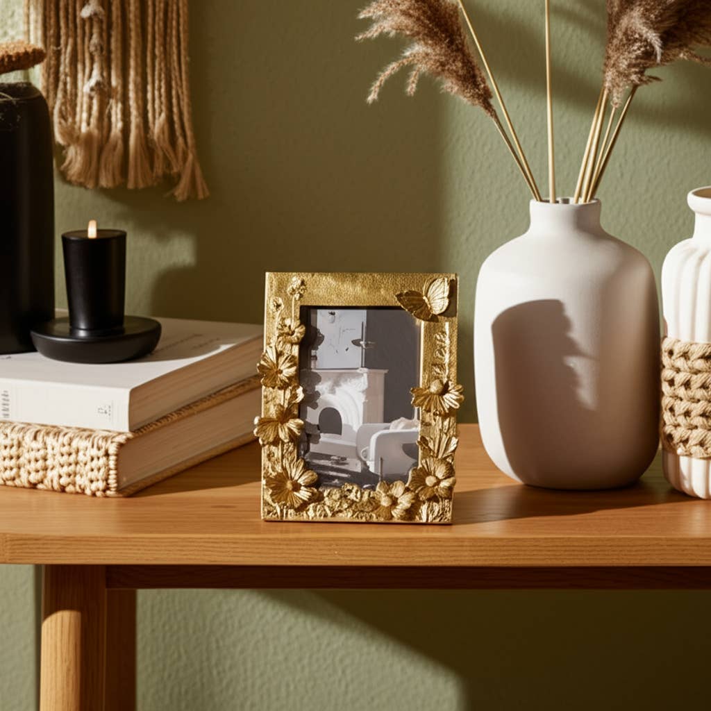 Sagebrook Home - Wholesale Picture Frame - Resin Boho Spring Time Photo Frame - Gold, 4x6 in.0